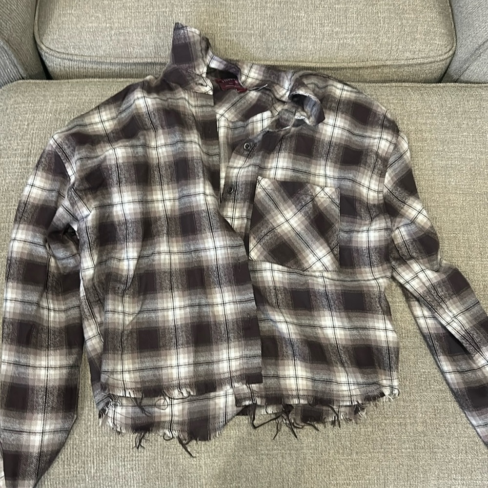Flannel cropped sweater size XS